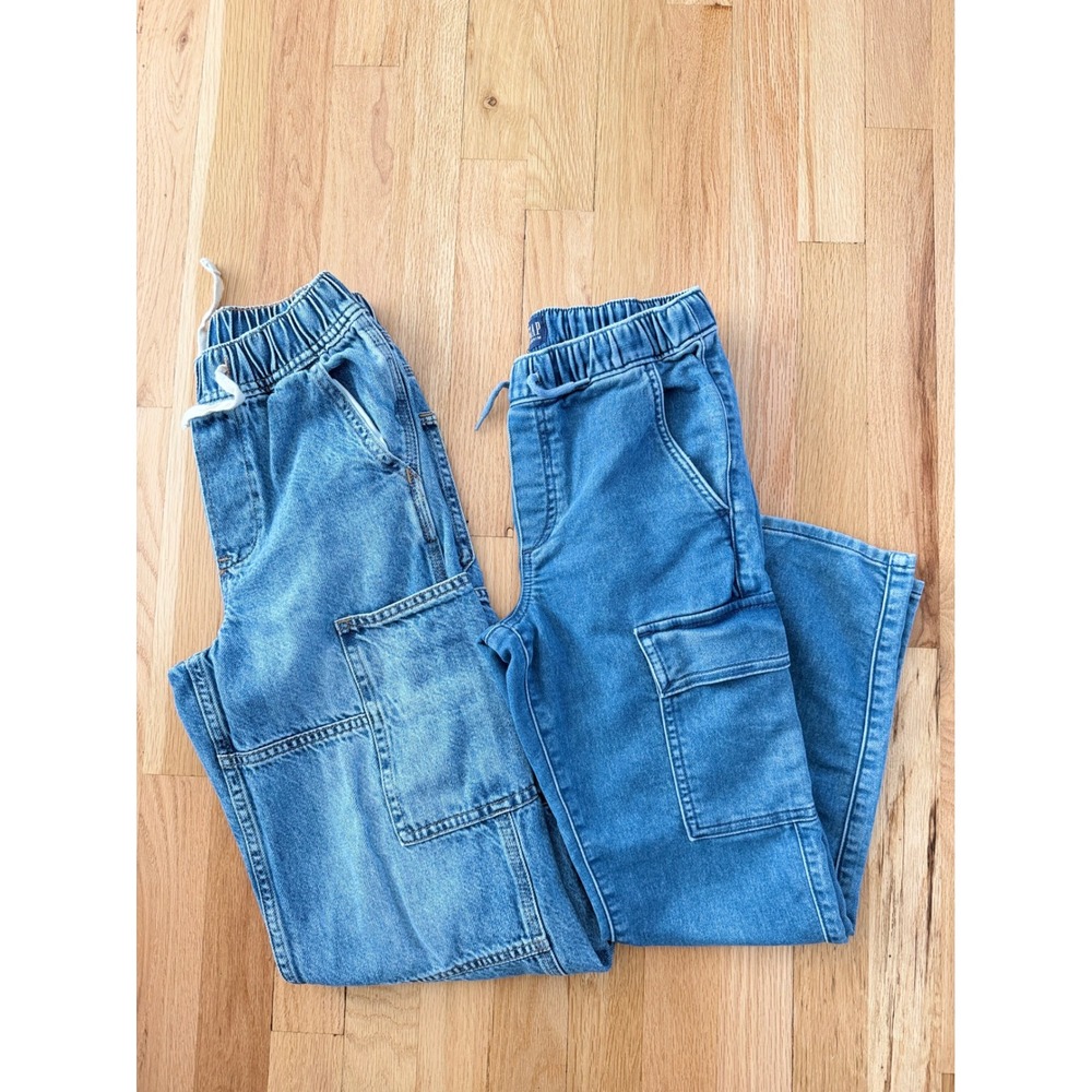 Gap Kids Boys Jeans Bundle Baggy & Straight Cargo Denim Set Street Casual Sz 8 M